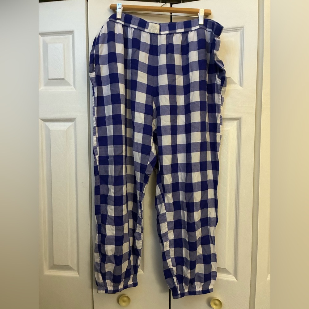 J. Crew Blue&White Plaid PJ Pants, Size 2X
